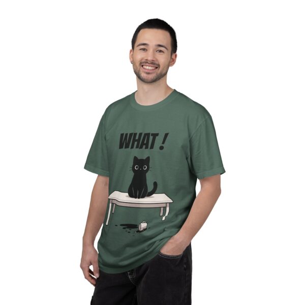 Funny Cat Graphic Tee – Spilled Coffee “What..” Shirt | Cute Cat Meme T-Shirt | Aesthetic Streetwear