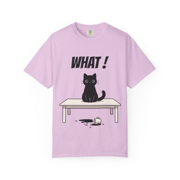 Funny Cat Graphic Tee – Spilled Coffee “What..” Shirt | Cute Cat Meme T-Shirt | Aesthetic Streetwear