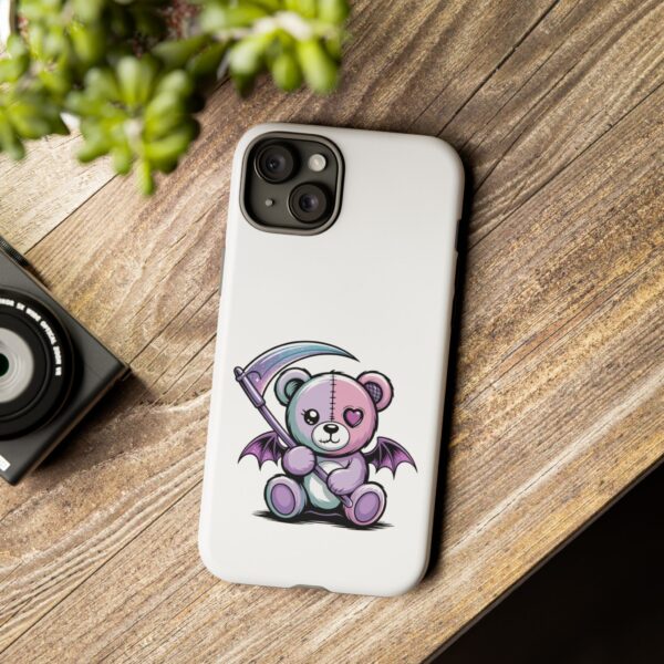 Pastel Goth Teddy Bear Phone Case – Creepy Cute Winged Bear with Scythe | Kawaii Goth Aesthetic Case