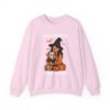 Witch Girl with Pumpkin & Dog Sweatshirt — Cute Halloween Crewneck