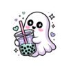Cute Ghost Boba Sticker – Kawaii Bubble Tea Ghost Vinyl Decal | Spooky Cute Aesthetic