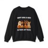 Four dogs dressed as Dracula ghost witch and mummy with Happy Howl O Ween quote