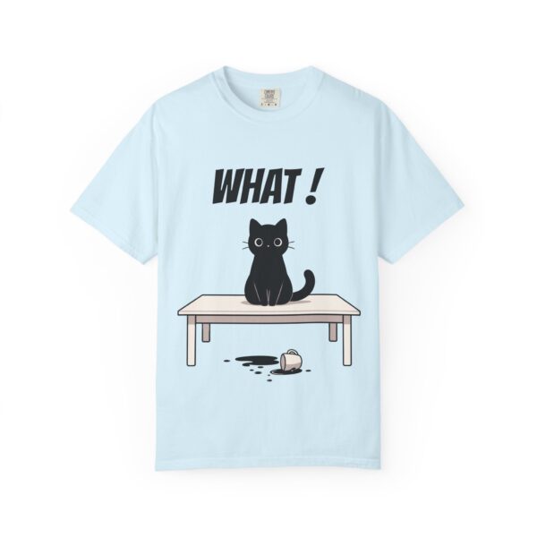 Funny Cat Graphic Tee – Spilled Coffee “What..” Shirt | Cute Cat Meme T-Shirt | Aesthetic Streetwear