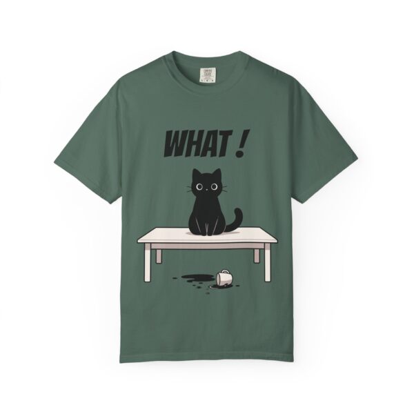 Funny Cat Graphic Tee – Spilled Coffee “What..” Shirt | Cute Cat Meme T-Shirt | Aesthetic Streetwear