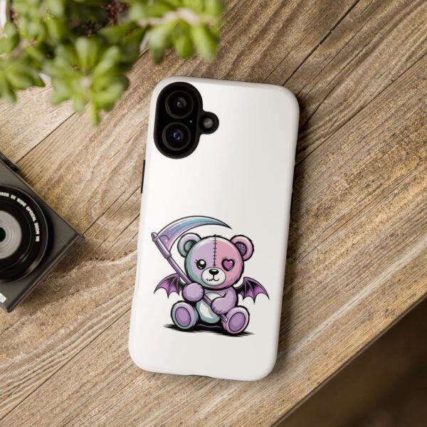 Pastel Goth Teddy Bear Phone Case – Creepy Cute Winged Bear with Scythe | Kawaii Goth Aesthetic Case
