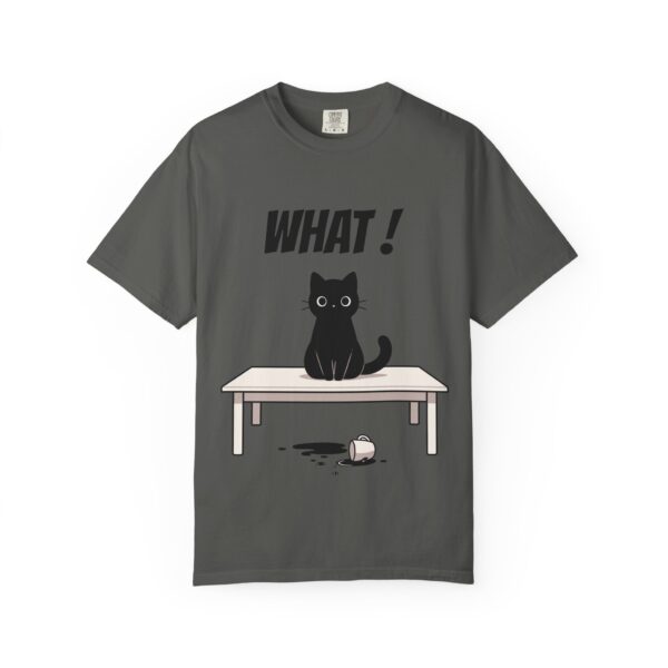 Funny Cat Graphic Tee – Spilled Coffee “What..” Shirt | Cute Cat Meme T-Shirt | Aesthetic Streetwear