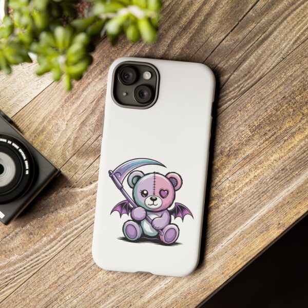 Pastel Goth Teddy Bear Phone Case – Creepy Cute Winged Bear with Scythe | Kawaii Goth Aesthetic Case