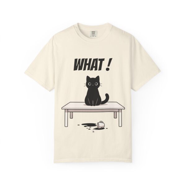 Funny Cat Graphic Tee – Spilled Coffee “What..” Shirt | Cute Cat Meme T-Shirt | Aesthetic Streetwear
