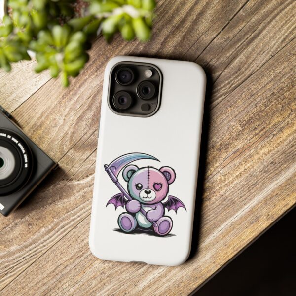 Pastel Goth Teddy Bear Phone Case – Creepy Cute Winged Bear with Scythe | Kawaii Goth Aesthetic Case
