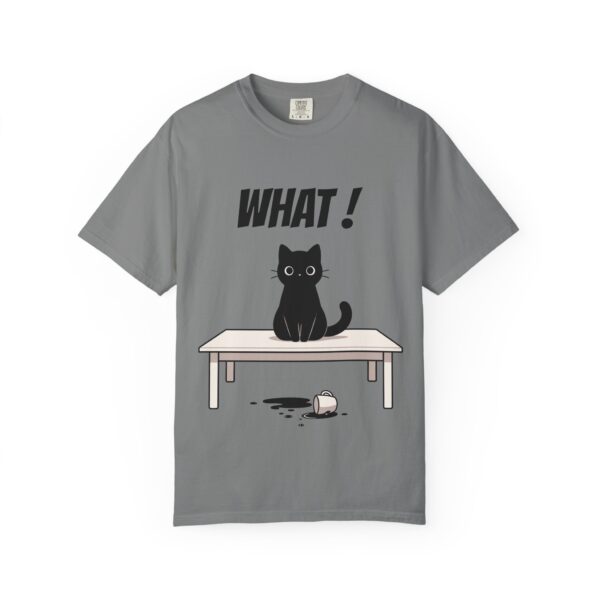Funny Cat Graphic Tee – Spilled Coffee “What..” Shirt | Cute Cat Meme T-Shirt | Aesthetic Streetwear