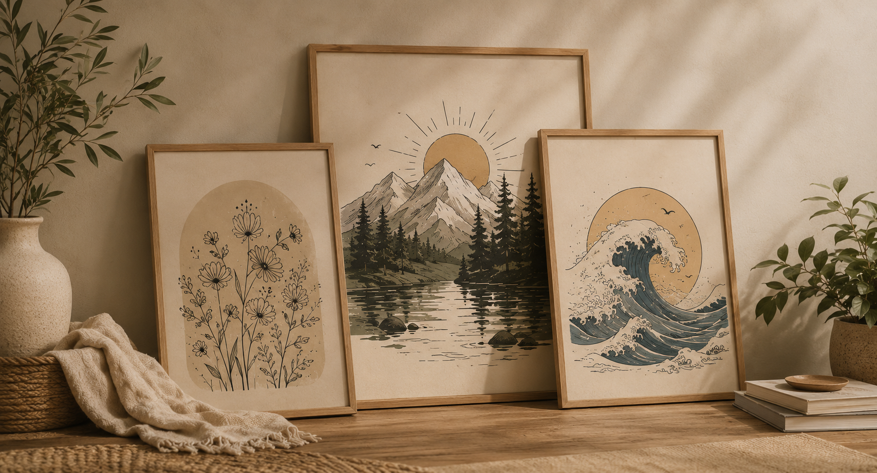 Decorative wall posters and art prints featuring original artwork and creative illustrations.