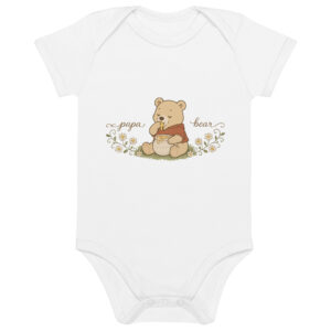Organic cotton Papa Bear Baby Bodysuit | Cute Bear Newborn Outfit Gift
