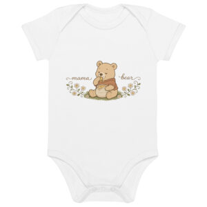 Organic cotton Mama Bear Baby Bodysuit | Cute Bear Newborn Outfit Gift